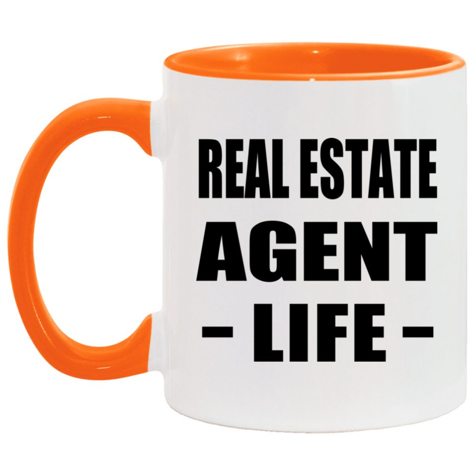 Real Estate Agent Life - 11oz Accent Mug Orange