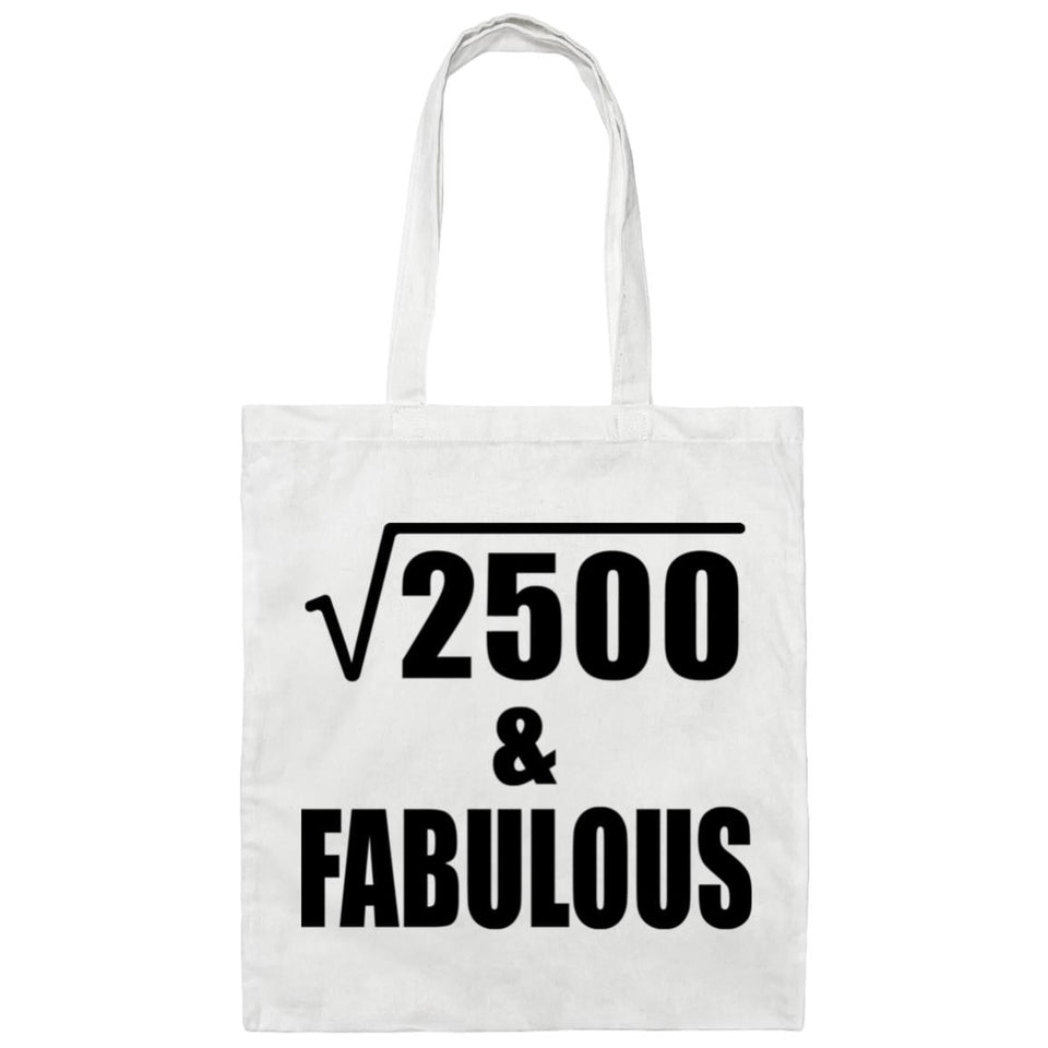 50th Birthday Square Root of 2500 & Fabulous - Tote Bag White