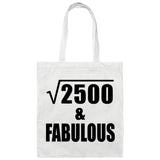 50th Birthday Square Root of 2500 & Fabulous - Tote Bag White
