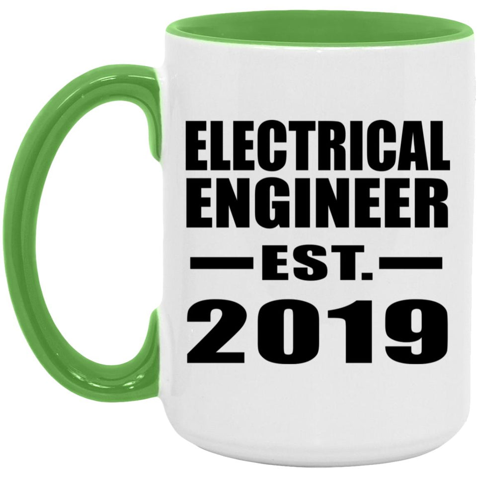 Electrical Engineer Established EST. 2019 - 15oz Accent Mug Green