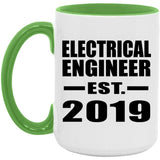Electrical Engineer Established EST. 2019 - 15oz Accent Mug Green