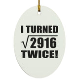 108th Birthday I Turned Square Root of 2916 Twice - Oval Ornament