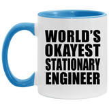 World's Okayest Stationary Engineer - 11oz Accent Mug Blue
