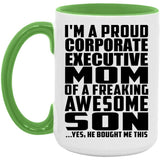 Proud Corporate Executive Mom Of Awesome Son - 15oz Accent Mug Green