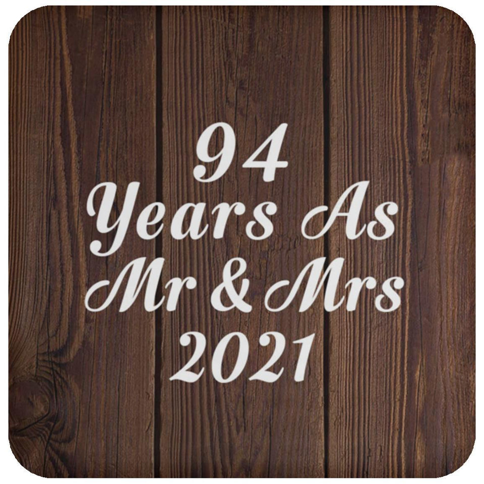 94th Anniversary 94 Years As Mr & Mrs 2021 - Drink Coaster D