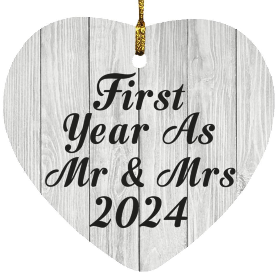 First Year As Mr & Mrs 2024 - Heart Ornament F