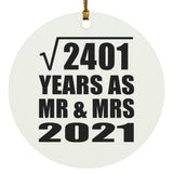 49th Anniversary Square Root of 2401 Years As Mr & Mrs 2021 - Circle Ornament