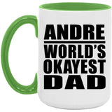 Andre World's Okayest Dad - 15oz Accent Mug Green