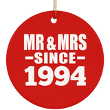30th Anniversary Mr & Mrs Since 1994 - Circle Ornament