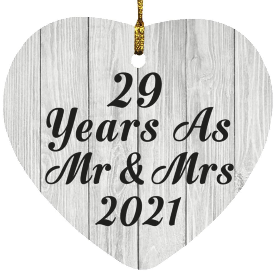 29th Anniversary 29 Years As Mr & Mrs 2021 - Heart Ornament F