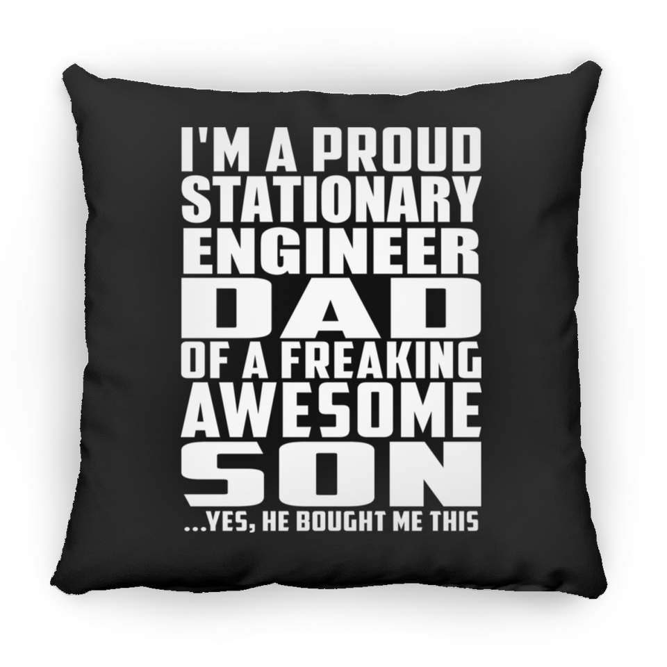 Proud Stationary Engineer Dad Of Awesome Son - Throw Pillow Black