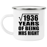 44th Anniversary Square Root of 1936 Years of Being Mrs Right - 12oz Camping Mug