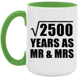50th Anniversary Square Root of 2500 Years As Mr & Mrs - 15oz Accent Mug Green