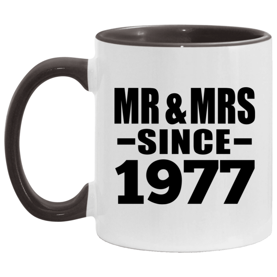 47th Anniversary Mr & Mrs Since 1977 - 11oz Accent Mug Black