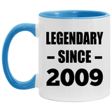 15th Birthday Legendary Since 2009 - 11oz Accent Mug Blue