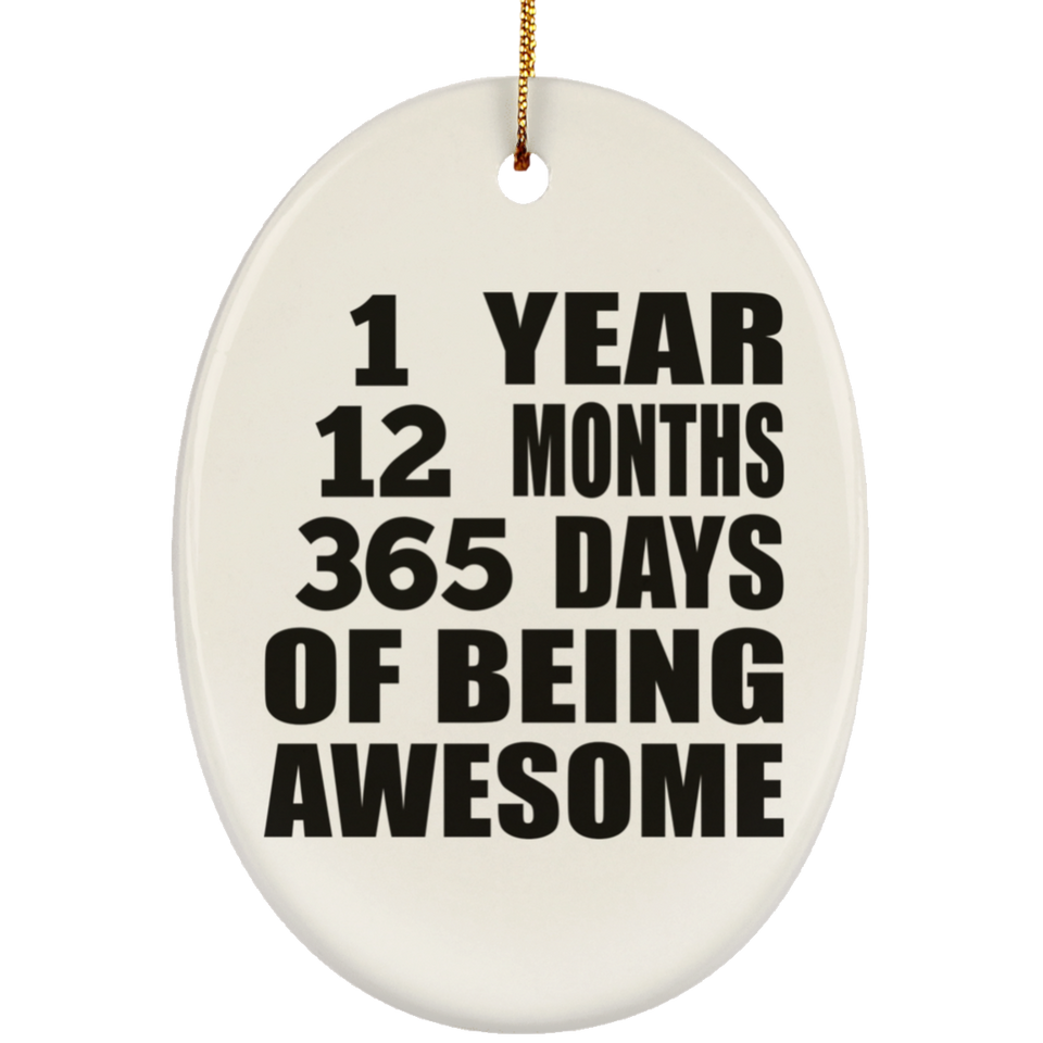 1st Birthday 1 Year 12 Months 365 Days Of Awesome - Oval Ornament