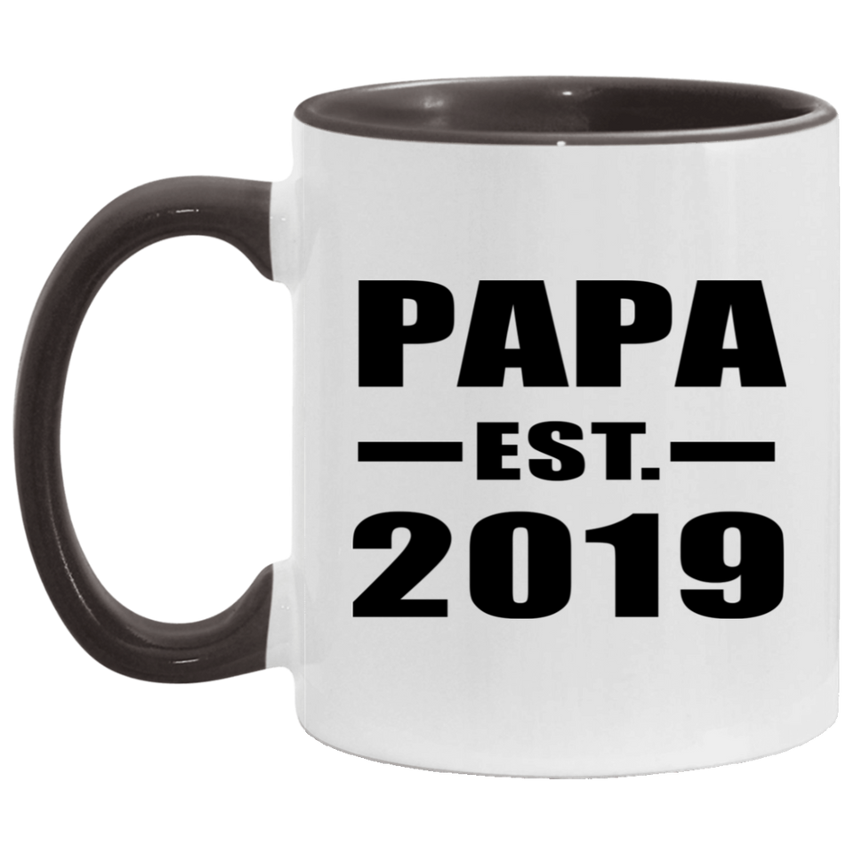 Papa Established EST. 2019 - 11oz Accent Mug Black