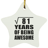 9th Birthday Square Root of 81 Years of Being Awesome - Star Ornament