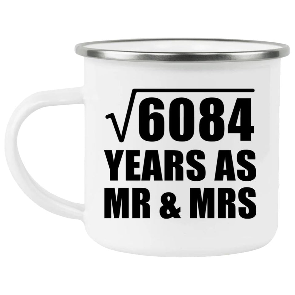78th Anniversary Square Root of 6084 Years As Mr & Mrs - 12oz Camping Mug
