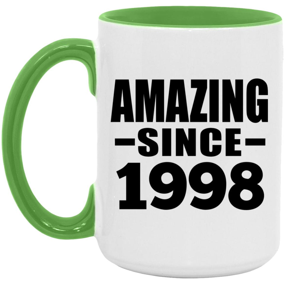 26th Birthday Amazing Since 1998 - 15oz Accent Mug Green