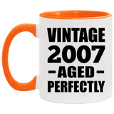 17th Birthday Vintage 2007 Aged Perfectly - 11oz Accent Mug Orange