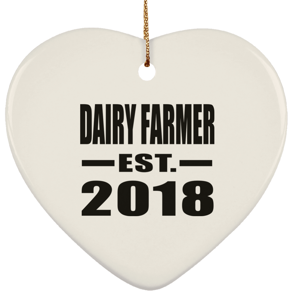 Dairy Farmer Established EST. 2018 - Heart Ornament