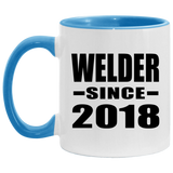 Welder Since 2018 - 11oz Accent Mug Blue
