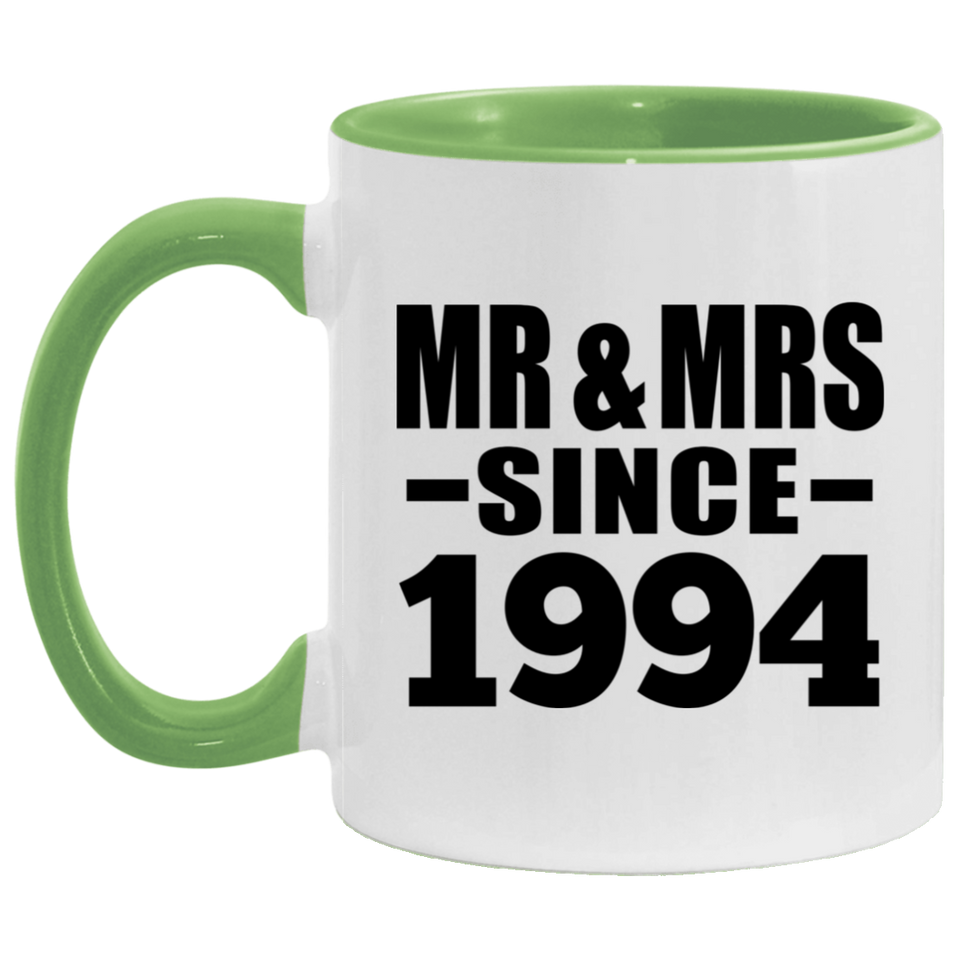 30th Anniversary Mr & Mrs Since 1994 - 11oz Accent Mug Green