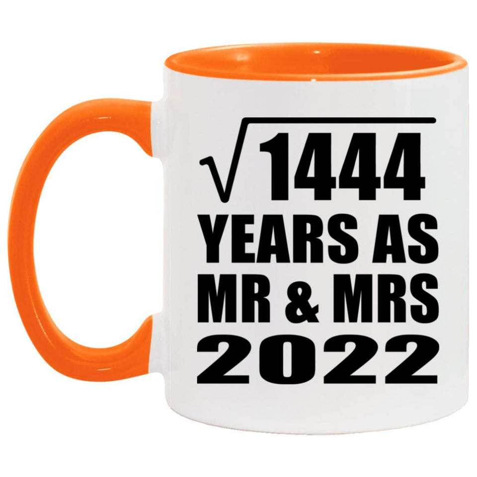 38th Anniversary Square Root of 1444 Years As Mr & Mrs 2022 - 11oz Accent Mug Orange