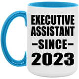 Executive Assistant Since 2023 - 15oz Accent Mug Blue