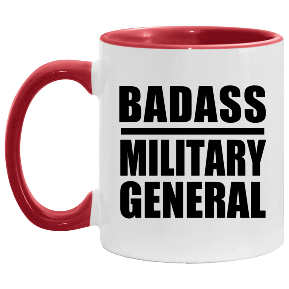 Badass Military General - 11oz Accent Mug Red