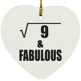 3rd Birthday Square Root of 9 & Fabulous - Heart Ornament