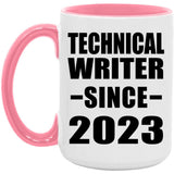 Technical Writer Since 2023 - 15oz Accent Mug Pink