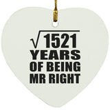 39th Anniversary Square Root of 1521 Years of Being Mr Right - Heart Ornament