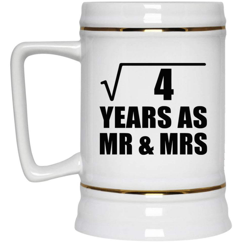 2nd Anniversary Square Root of 4 Years As Mr & Mrs - Beer Stein
