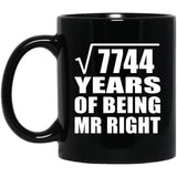 88th Anniversary Square Root of 7744 Years of Being Mr Right - 11oz Coffee Mug Black