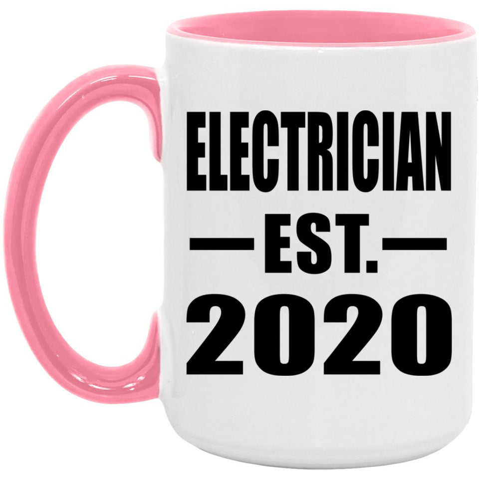Electrician Established EST. 2020 - 15oz Accent Mug Pink