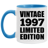 27th Birthday Vintage 1997 Limited Edition - 11oz Accent Mug Blue