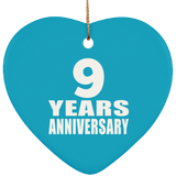 9th Anniversary 9 Years - Heart Ornament