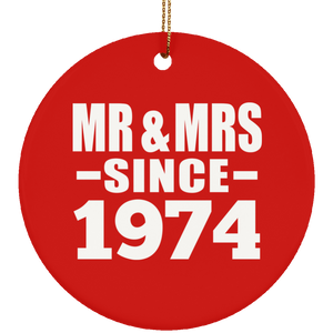 50th Anniversary Mr & Mrs Since 1974 - Circle Ornament
