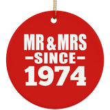 50th Anniversary Mr & Mrs Since 1974 - Circle Ornament