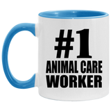 Number One #1 Animal Care Worker - 11oz Accent Mug Blue