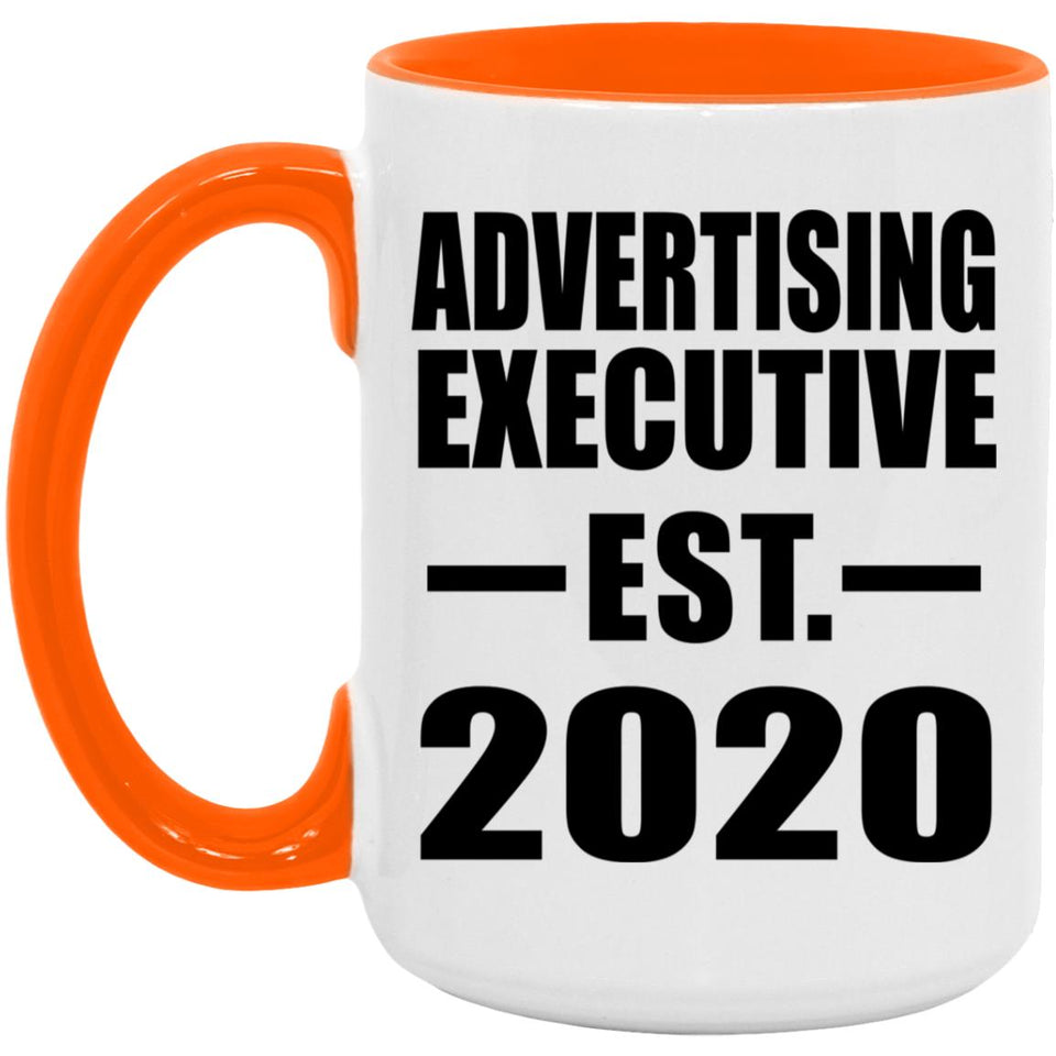 Advertising Executive Established EST. 2020 - 15oz Accent Mug Orange