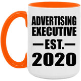 Advertising Executive Established EST. 2020 - 15oz Accent Mug Orange