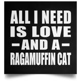 All I Need Is Love And A Ragamuffin Cat - Poster Square