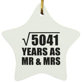 71st Anniversary Square Root of 5041 Years As Mr & Mrs - Star Ornament