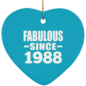 36th Birthday Fabulous Since 1988 - Heart Ornament