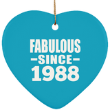 36th Birthday Fabulous Since 1988 - Heart Ornament