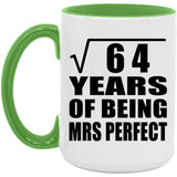 8th Anniversary Square Root of 64 Years of Mrs Perfect - 15oz Accent Mug Green