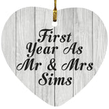 First Year As Mr & Mrs Sims - Heart Ornament F